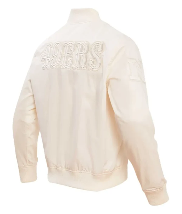 Cantu Cream San Francisco 49ers Cream Satin Varsity Jacket Back