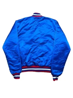 Capitals Full Snap Blue Satin Varsity Jacket Back