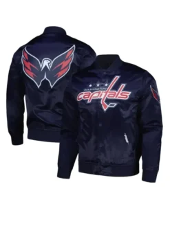 Capitals Navy Blue Satin Varsity Jacket