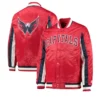 Capitals Red Full Snap Letterman Satin Varsity Jacket