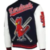 Cardinals Team Black and White Wool Varsity Jacket Back