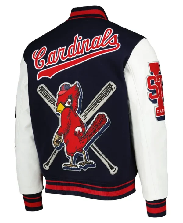 Cardinals Team Black and White Wool Varsity Jacket Back
