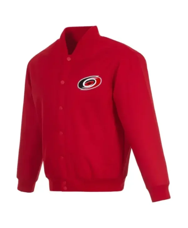 Carolina Hurricanes Full Snap Red Varsity Jacket