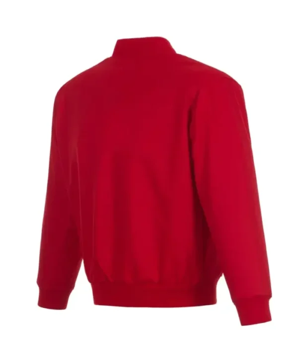 Carolina Hurricanes Full Snap Red Varsity Jacket Back