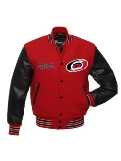 Carolina Hurricanes Red And Black Letterman Varsity Jacket