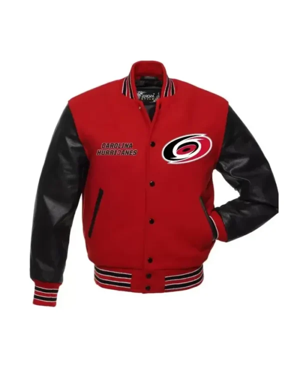 Carolina Hurricanes Red And Black Letterman Varsity Jacket