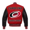Carolina Hurricanes Red And Black Letterman Varsity Jacket Back