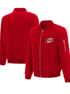 Carolina Hurricanes Red Zipper Vintage Bomber Jacket