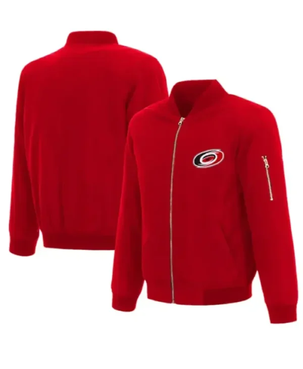 Carolina Hurricanes Red Zipper Vintage Bomber Jacket
