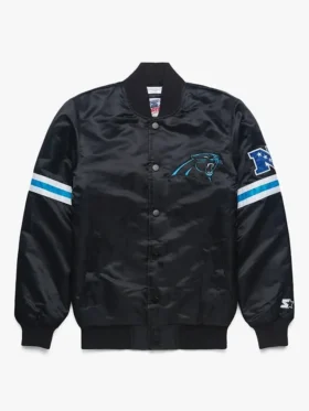 Carolina Panthers Black Satin Starter Varsity Jacket
