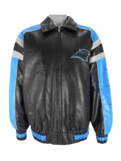 Carolina Panthers Mack Black Full Zip Leather Jacket