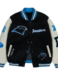 Carolina Panthers Two States One Team Black Letterman Jacket