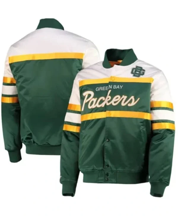 Chandler Green Bay Packers Satin Varsity Jacket