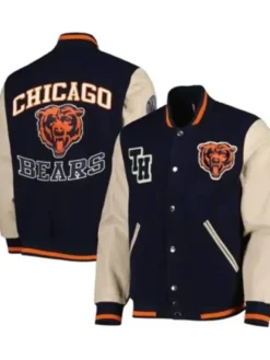 Chicago Bears Black and Beige Wool Varsity Jacket