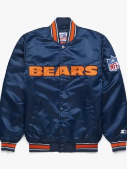 Chicago Bears Homage X Starter Blue Satin Varsity Jacket