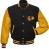 Chicago Blackhawks Black And Yellow Wool Varsity Jacket