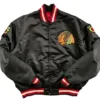 Chicago Blackhawks Black Snap Satin Jacket