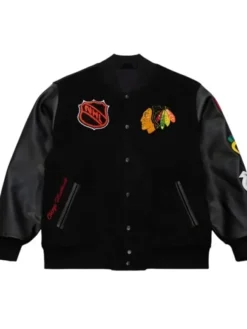 Chicago Blackhawks Black Wool Varsity Jacket
