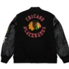 Chicago Blackhawks Black Wool Varsity Jacket Back