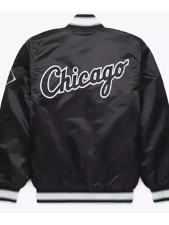 Chicago White Sox Baseball Starter Black Satin Jacket Back
