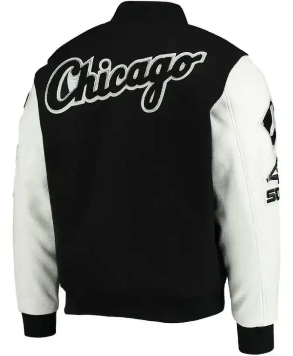 Chicago White Sox Black And White Letterman Jacket Back