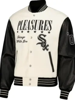 Chicago White Sox Off White And Black Wool Varsity Jacket