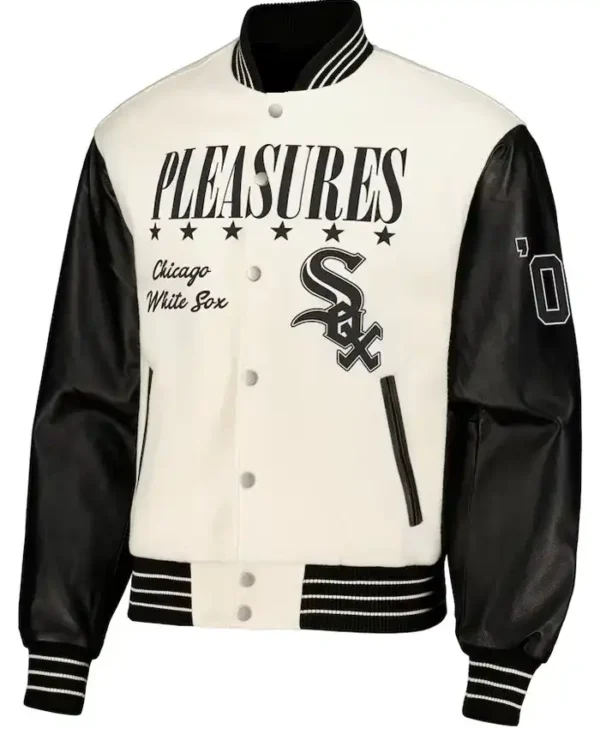 Chicago White Sox Off White And Black Wool Varsity Jacket