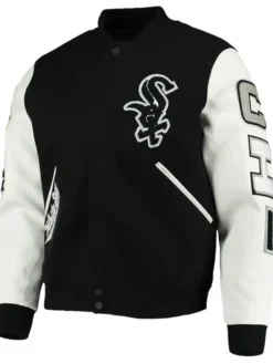 Chicago White Sox White And Black Wool Varsity Jacket
