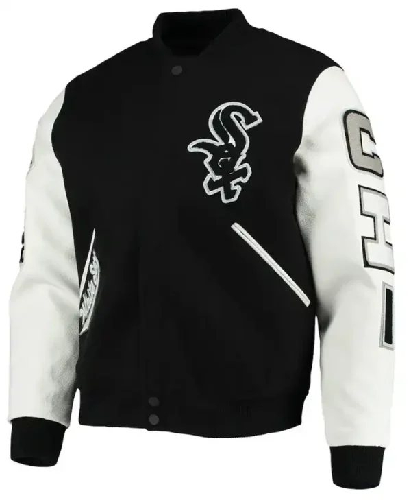 Chicago White Sox White And Black Wool Varsity Jacket