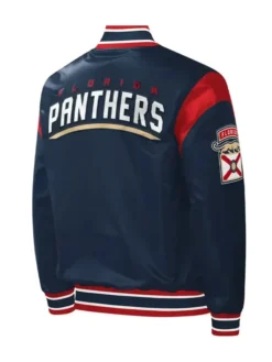 Christiansen Florida Panthers Force Play Satin Varsity Jacket Back