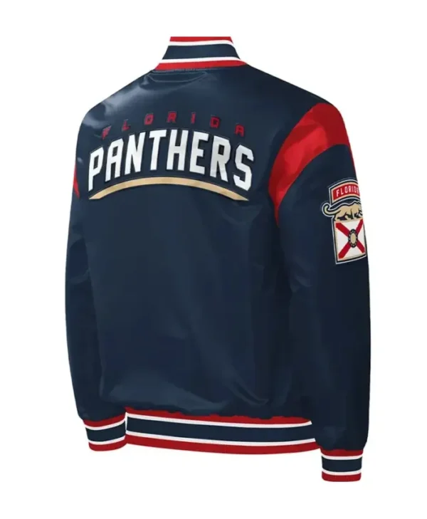 Christiansen Florida Panthers Force Play Satin Varsity Jacket Back