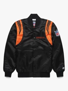 Cincinnati Bengals Homage Black Satin Varsity Jacket