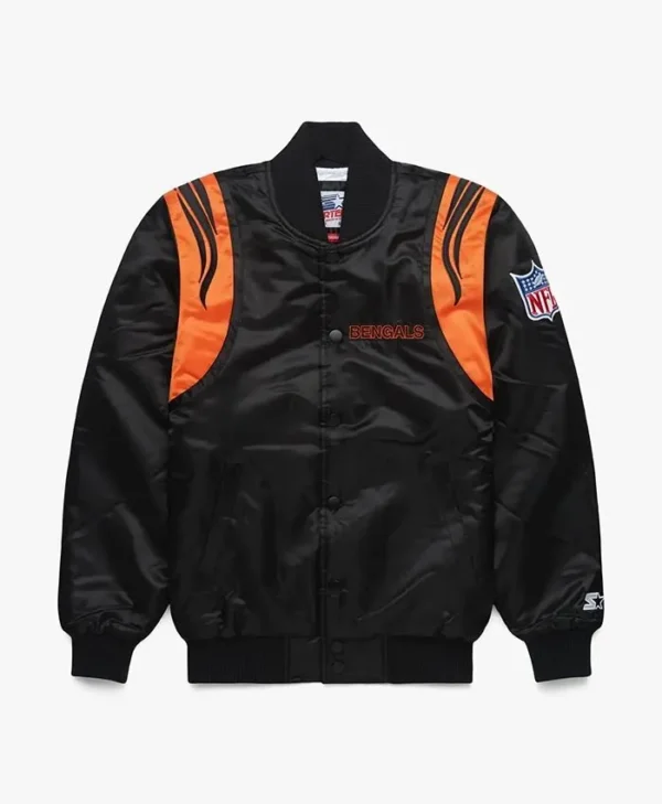 Cincinnati Bengals Homage Black Satin Varsity Jacket