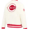 Cincinnati Reds Full Snap White And Red Varsity Jacket Back