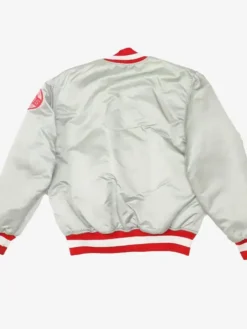 Cincinnati Reds Grey Starter Satin Varsity Jacket Back