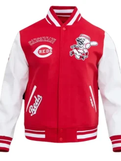 Cincinnati Reds Red And White Wool Varsity Jacket