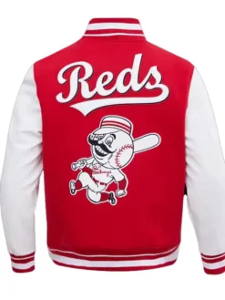 Cincinnati Reds Red And White Wool Varsity Jacket Back