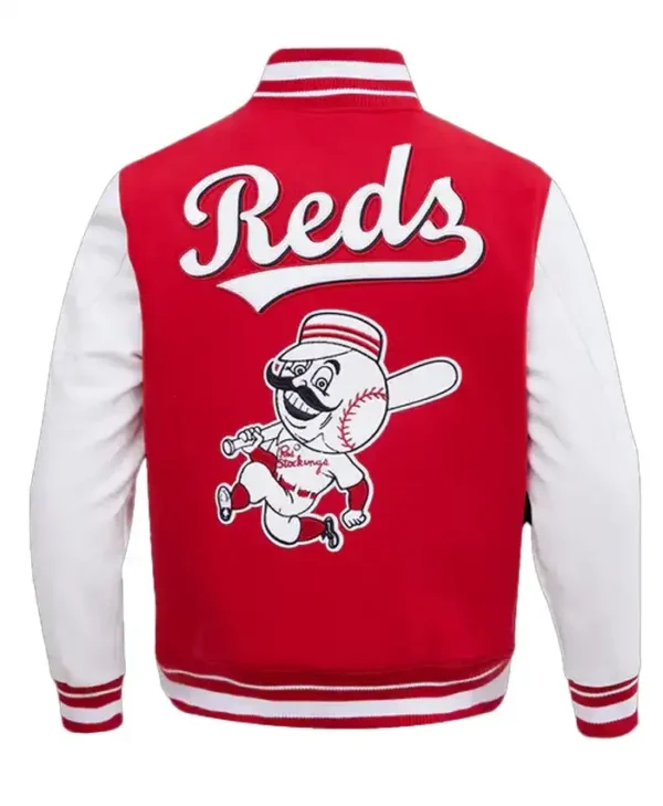 Cincinnati Reds Red And White Wool Varsity Jacket Back