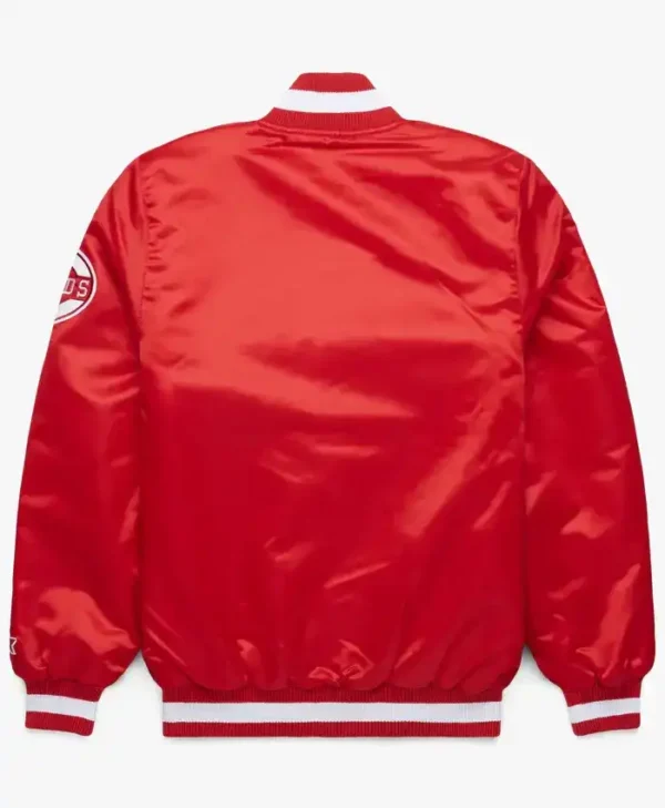 Cincinnati Reds Red Satin Varsity Jacket Back