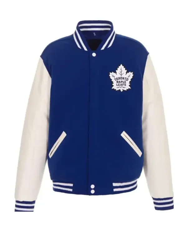 Clementine NHL Toronto Maple Leafs Royal And White Wool Jacket