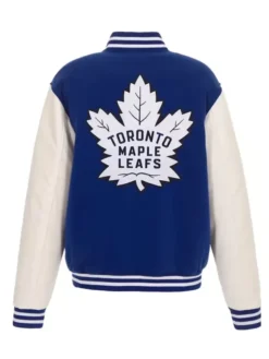 Clementine NHL Toronto Maple Leafs Royal And White Wool Jacket Back