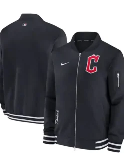 Cleveland Guardians Navy Full Zip Bomber Jacket