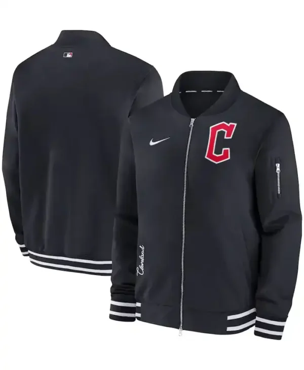 Cleveland Guardians Navy Full-Zip Bomber Jacket
