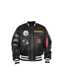 Clovis Pittsburgh Steelers Black Full Zip Bomber Jacket