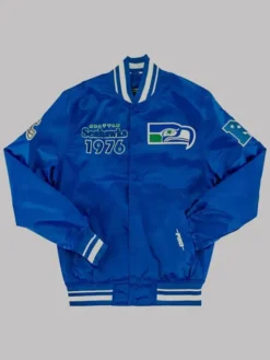 Collin Effertz Seattle Seahawks Blue Satin Bomber Jacket