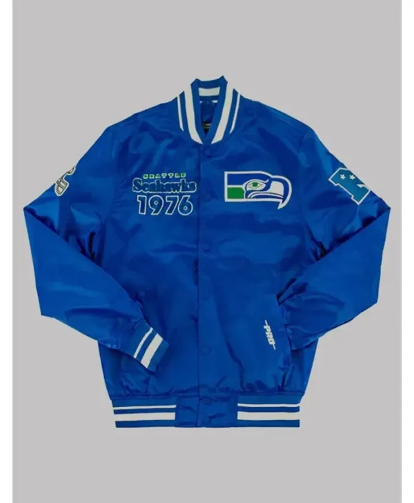 Collin Effertz Seattle Seahawks Blue Satin Bomber Jacket