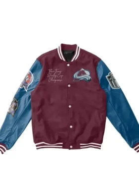 Colorado Avalanche Blue And Maroon Wool Varsity Jacket