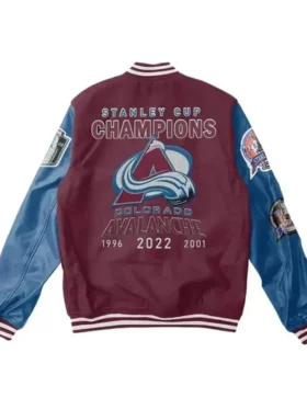 Colorado Avalanche Blue And Maroon Wool Varsity Jacket Back
