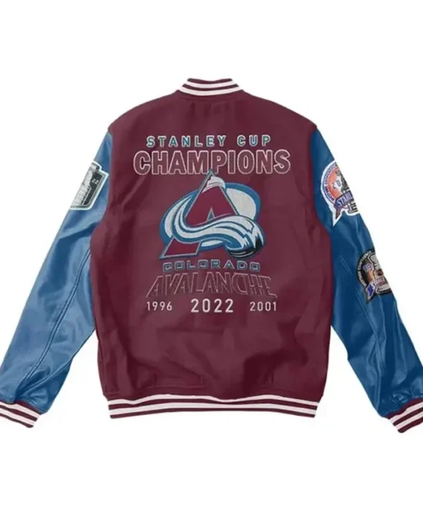 Colorado Avalanche Blue And Maroon Wool Varsity Jacket Back