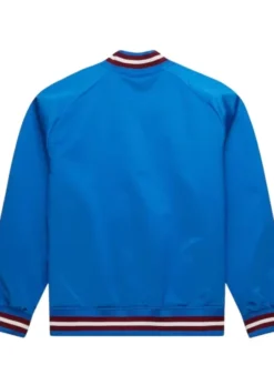 Colorado Avalanche Blue Satin Varsity Jacket Back